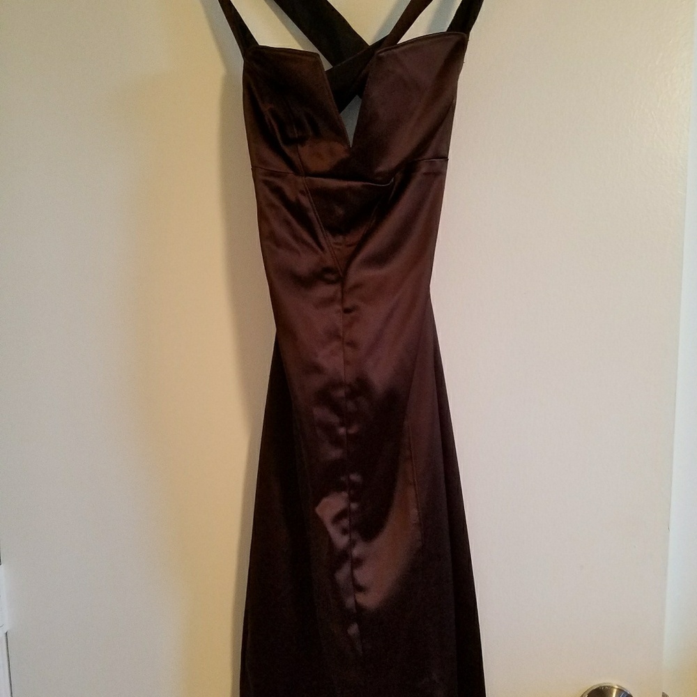 bebe Brown Satin Dress - Picture 5 of 7